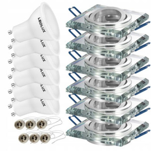 6x oprawa halogenowa SZKLANA rucho + LED GU10 7,5W