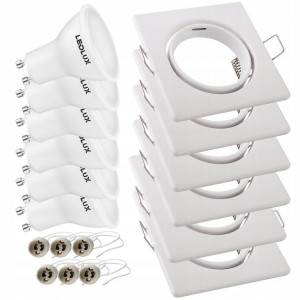 6x oprawa halogenowa RUCHOMA kwadrat+LED GU10 10W