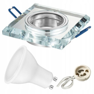 Zestaw oprawa halogenowa SZKLANA kw+ LED GU10 10W