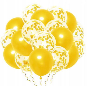Zestaw balonów złotych z konfetti 30 cm 20 szt.