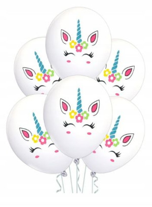 Zestaw balonów jednorożec 6 szt. 25 cm