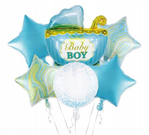 Zestaw balonów na baby shower WÓZEK Baby Boy blue