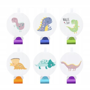 Trąbki gwizdki urodzinowe dinozaury 6 szt. DINO