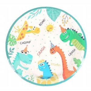 Talerzyki papierowe w DINO 6 szt. 17,5 cm urodziny