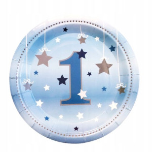 Talerzyki papierowe urodzinowe 6 szt. 18 cm Blue