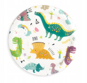 Talerzyk papierowy w dinozaury DINO 6 szt. 18 cm