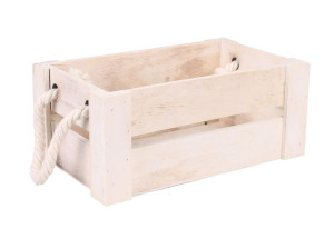 Prostokątna Drewniana Skrzynka Z Uchwytami 26x16x11 Cm