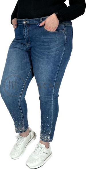 Spodnie Jeans Wysoki Stan Rurki Z Cyrkoniami 3xl/46