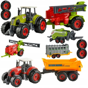 6w1 ZESTAW 2x Traktor Metal 4x Maszyna Rolnicza