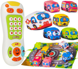 2w1 Zabawkowy Pilot Tv + Mata Edukacyjna + 6 Autek