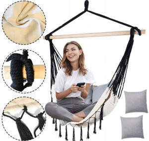 Fotel krzesło hamak brazylijski BOHO XXL 2xPoducha