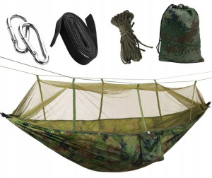 Hamak dwuosobowy HAMAK Z MOSKITIERĄ 260x140cm XXL