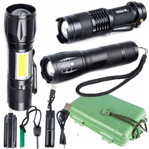 ZESTAW 3x LATARKA CREE + krzesiwo magnezowe + etui
