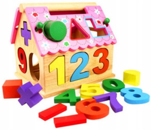 Sorter Drewniany Domek Edukacyjny Z Klockami