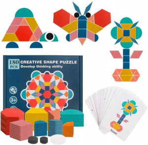 Tangram Drewniana Układanka Klocki Puzzle Sorter
