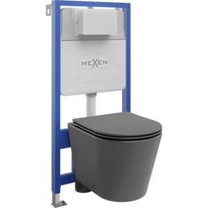 Mexen zestaw podtynkowy WC stelaż Fenix Slim z miską WC Rico i deską szary