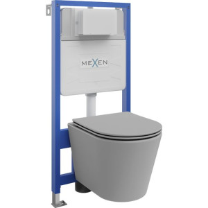 Mexen zestaw podtynkowy WC stelaż Fenix Slim z miską WC Rico i deską szary