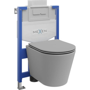 Mexen zestaw podtynkowy WC stelaż Fenix XS-U z miską WC Rico i deską szary