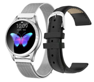 Smartwatch damski srebrny Gino Rossi z dodatkowym paskiem w zestawie