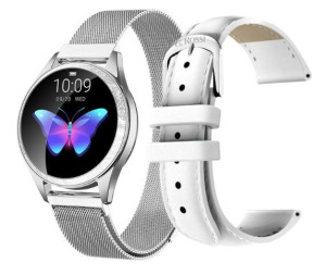 Smartwatch damski srebrny Gino Rossi z dodatkowym paskiem w zestawie