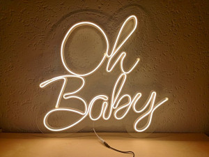 Napis neonowy Neon OH BABY dekoracja baby shower