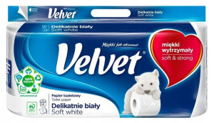 Papier Toaletowy Velvet 8szt. BIAŁY 3 Warstwowy