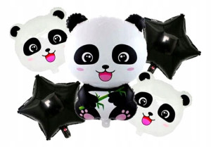Zestaw balonów foliowych Panda Gwiazdy 5 szt. 76 cm