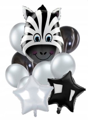Zestaw balonów foliowych zebra 9 szt.