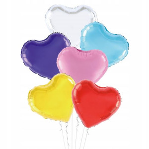 Zestaw balonów foliowych serce mix kolor 25 cm 6 szt.
