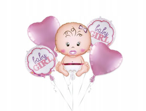 Zestaw balonów foliowych Baby Shower GIRL