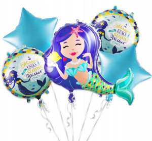 Zestaw balony foliowe SYRENKA urodzinowe