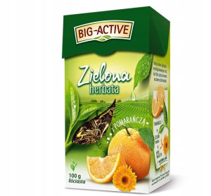 Herbata Zielona LIŚĆ BIG ACTIVE Z POMARAŃCZA 100g