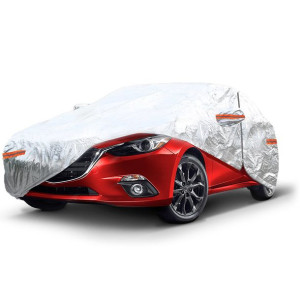 Wodoodporna Plandeka Pokrowiec Na Auto Z Zamkiem Srebrna Xl 530x180x120