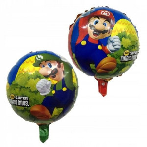Balon foliowy urodziny DUŻY 45 cm - SUPER MARIO