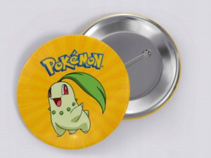 Przypinka button 58 mm POKEMON GO ASH - CHIKORITA