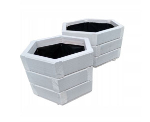 Drewniane Donice Komplet 2 Sztuk Białe 23x39