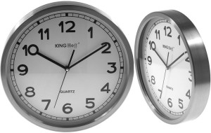 Zegar Ścienny DUŻY Srebrny MAT 34 cm CICHY METAL