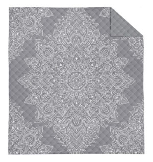 Narzuta na łóżko 200x220 Szara Mandala
