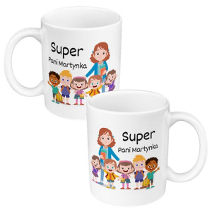 Kubek 330 ml dla Przedszkolanki "Super Pani" -biały.