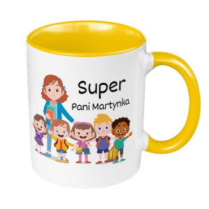 Kubek 330 ml dla Przedszkolanki "Super Pani" -żółty.