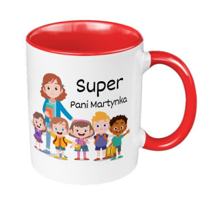 Kubek 330 ml dla Przedszkolanki "Super Pani" - czerwony.