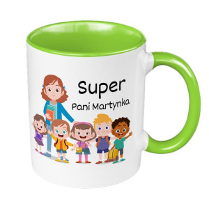 Kubek 330 ml dla Przedszkolanki "Super Pani" -zielony.
