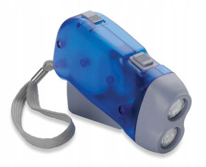 Latarka 2 LED kinetyczna dynamo lampka ręczna biwa