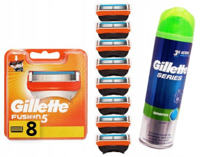 Ostrza Gillette Fusion 5 Wkłady 8 + Żel Do Golenia