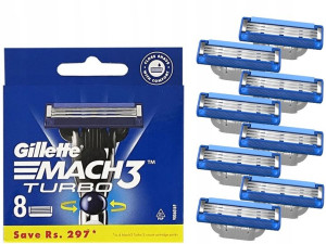 Gillette Mach 3 Turbo Ostrza Noże Do Maszynki X8