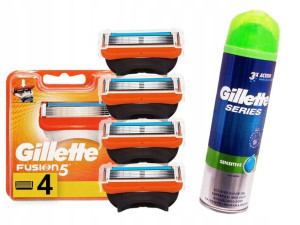 Ostrza Gillette Fusion 5 Wkłady 4 + Żel Do Golenia