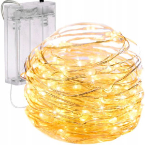 LAMPKI DRUCIKI 50 LED na baterie drucik ciepłe PRO