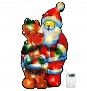 OZDOBY ŚWIĄTECZNE na okno 45cm LED MIKOŁAJ do okna