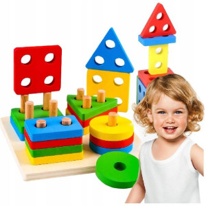 Sorter drewniany kształtów MONTESSORI układanka