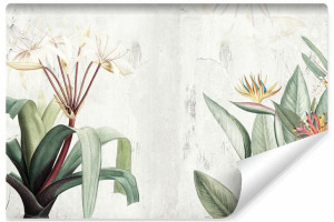 Fototapeta Kolorowe ROŚLINY Liście Kwiaty Beton Natura Dekor 405cm x 270cm
